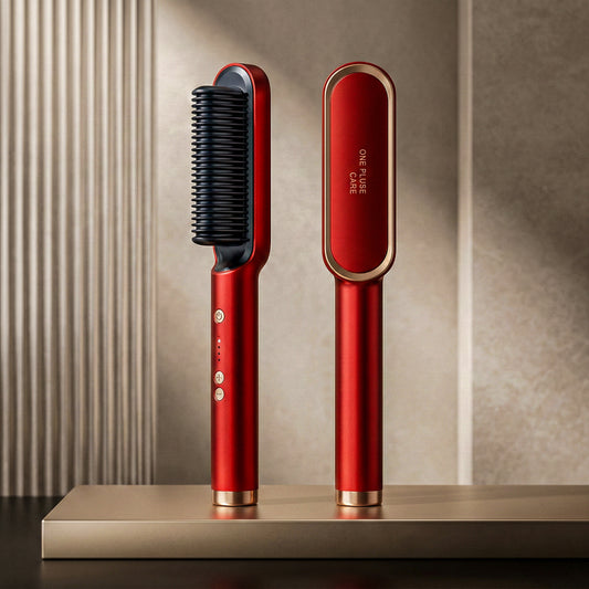 2 in 1 Ceramic Hair Straightener Brush for Women, Fast Straightening Comb Electric Hot with 30s Heating, Ionic Care, 5 Heat Settings, No Damage