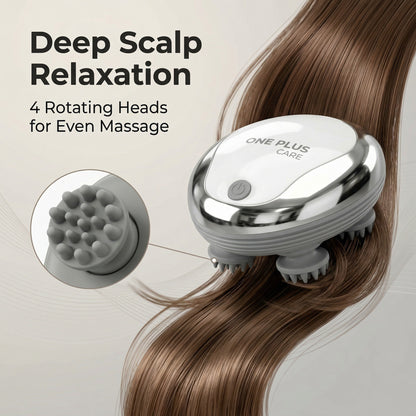 One Plus Cares Scalp Massager with Silicon Kneading Points that Mimic Human Hand Massage with Detachable Heads | Scalp, Body & Head Massager for Hair Growth, Stress Relief (Pearl White and Rose)