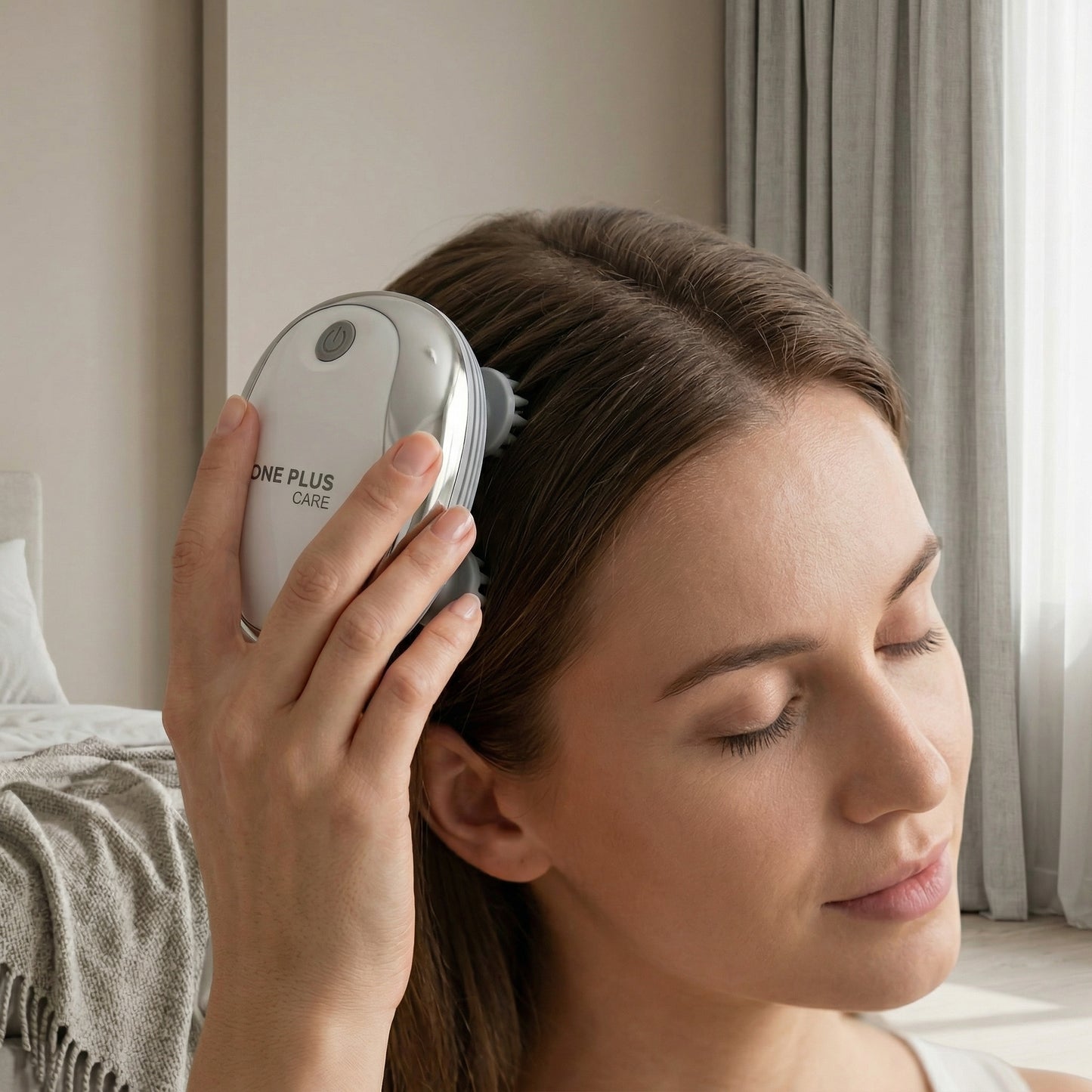 One Plus Cares Scalp Massager with Silicon Kneading Points that Mimic Human Hand Massage with Detachable Heads | Scalp, Body & Head Massager for Hair Growth, Stress Relief (Pearl White and Rose)