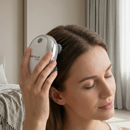 One Plus Cares Scalp Massager with Silicon Kneading Points that Mimic Human Hand Massage with Detachable Heads | Scalp, Body & Head Massager for Hair Growth, Stress Relief (Pearl White and Rose)