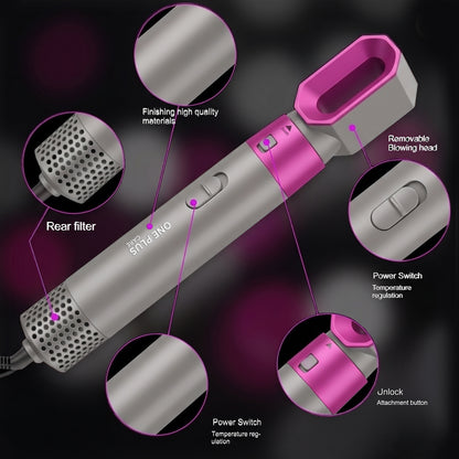 One Plus Care 5-in-1 Hot Air Brush dries, smooths, and volumizes in one step. 1200W power, ceramic coating, and negative ion tech reduce frizz and static for salon-style straight or curly hair at home.