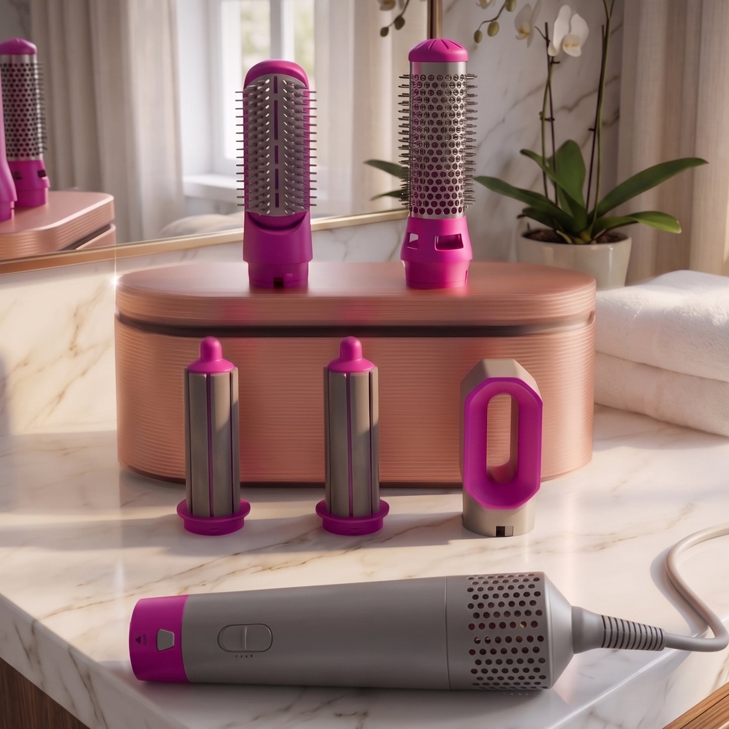 One Plus Care 5-in-1 Hot Air Brush dries, smooths, and volumizes in one step. 1200W power, ceramic coating, and negative ion tech reduce frizz and static for salon-style straight or curly hair at home.