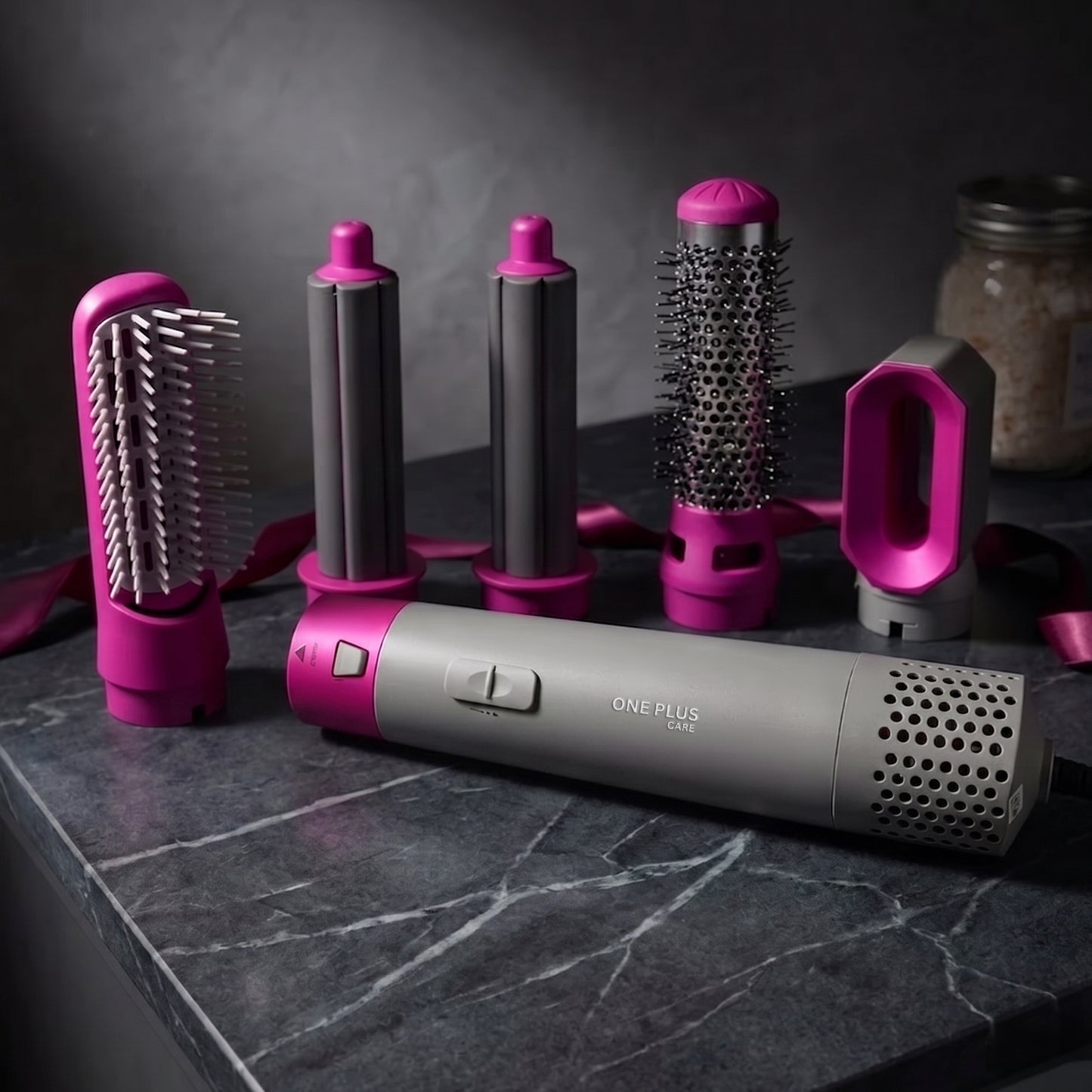 One Plus Care 5-in-1 Hot Air Brush dries, smooths, and volumizes in one step. 1200W power, ceramic coating, and negative ion tech reduce frizz and static for salon-style straight or curly hair at home.