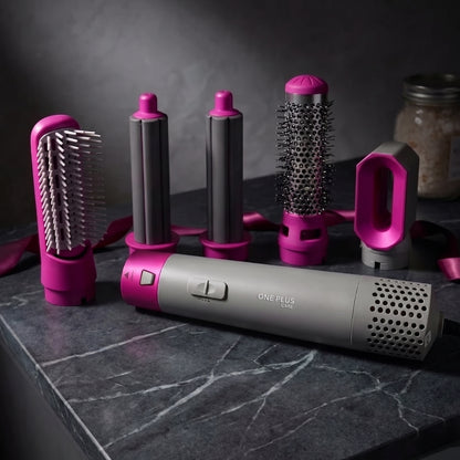 One Plus Care 5-in-1 Hot Air Brush dries, smooths, and volumizes in one step. 1200W power, ceramic coating, and negative ion tech reduce frizz and static for salon-style straight or curly hair at home.