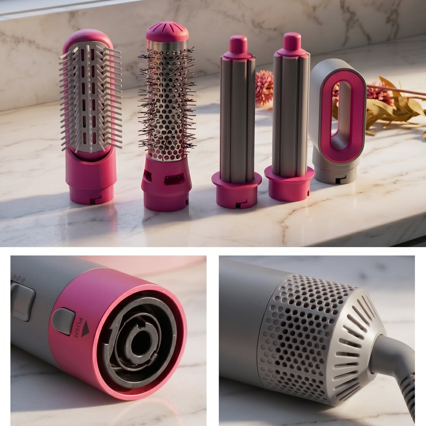 One Plus Care 5-in-1 Hot Air Brush dries, smooths, and volumizes in one step. 1200W power, ceramic coating, and negative ion tech reduce frizz and static for salon-style straight or curly hair at home.