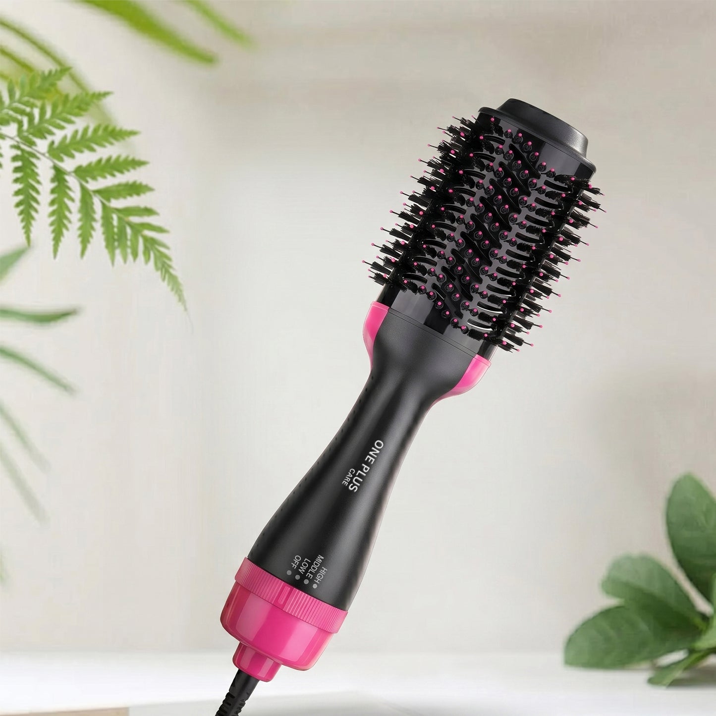 One Plus Cares Electric Blow Hot Air Brush 3 IN 1 Professional Hair Dryer Brush| One Step Hair Dryer Styler Volumizer & Hair Curler| Negative Ions Comb Straightener Salon/Curly Reduce Frizz/Static.